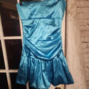 Charlotte Russe Turquoise Satin Mini Dress
